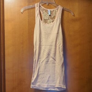 Active USA Lace-Back Tank Top in Light Peach